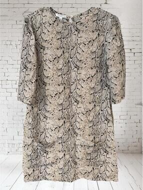 EQUIPMENT FEMME 100% SILK AUBREY SHIFT DRESS SNAKE PRINT SZ XSmall